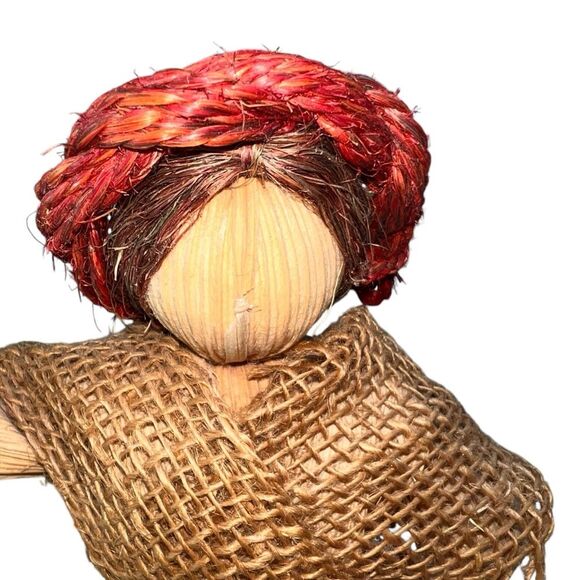 2 Corn Husks Dolls Women Vintage Natural Primative - Picture 10 of 14